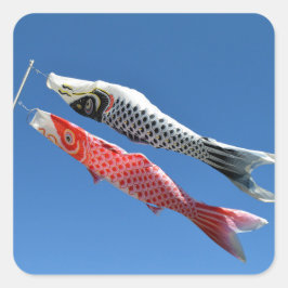 Pegatina Cuadrada Streamers de carpa (Koinobori): Tokio, Japón