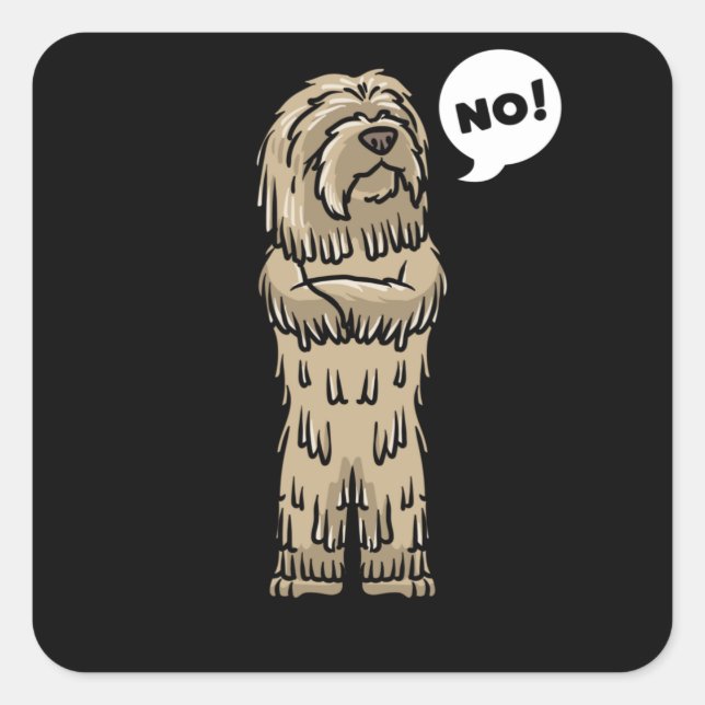 Pegatina Cuadrada Stubborn Bergamasco Shepherd Dog (Anverso)