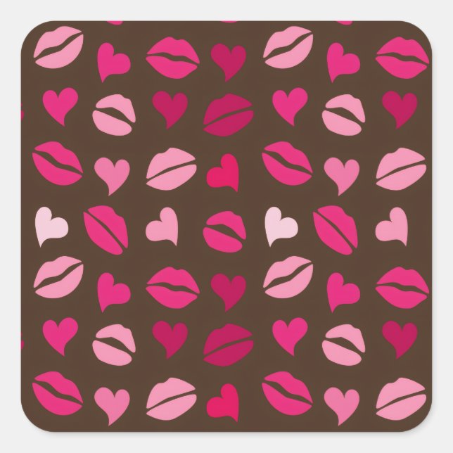 Pegatina Cuadrada Stylish Red Heart Love Gift for Valentine’s Day (Anverso)