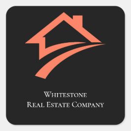 Pegatina Cuadrada Stylish Unique Black Real Estate Agent