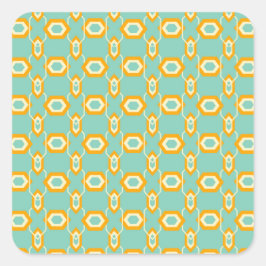 Pegatina Cuadrada Stylized geometric pattern in bold orange hexagon