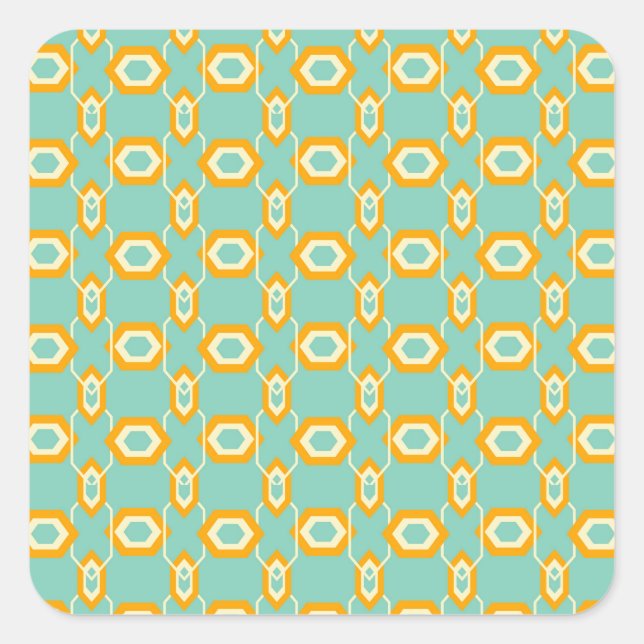 Pegatina Cuadrada Stylized geometric pattern in bold orange hexagon (Anverso)