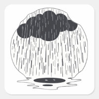 Stylized Rain Cloud with Falling Rain and Puddle