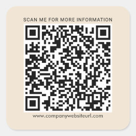 Pegatina Cuadrada Su código QR de negocio y sitio web de la empresa