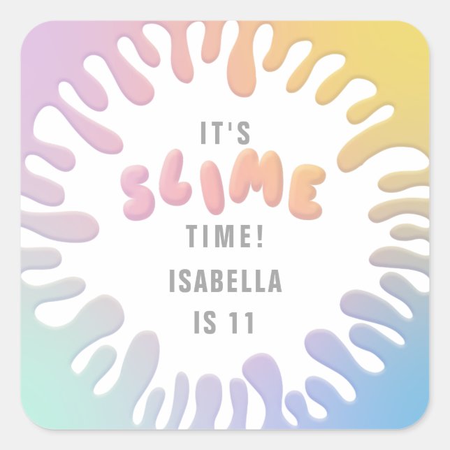 Pegatina Cuadrada Su delgado tiempo fiesta de cumpleaños arcoiris pe (Anverso)