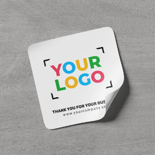 Pegatina Cuadrada Su Logo Aquí Gracias Pequeña Empresa Blanca