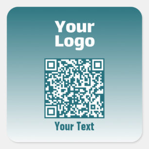 Pegatina Cuadrada Su logotipo con código QR editable y color de degr