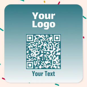 Pegatina Cuadrada Su logotipo con código QR editable y gradiente omb