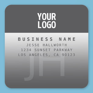 Pegatina Cuadrada Su logotipo, nombre comercial y monograma