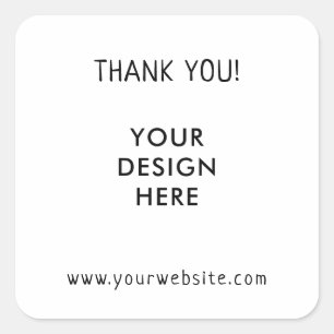 Pegatina Cuadrada Su logotipo, nombre y promoción del sitio web, mar