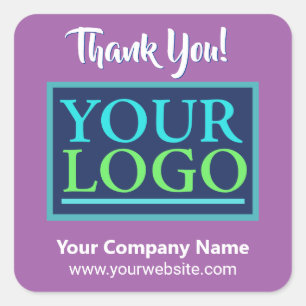 Pegatina Cuadrada Su logotipo, nombre y sitio web Gracias Promo Lave