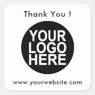 Pegatina Cuadrada Su logotipo, nombre y sitio web Promo clásico redo