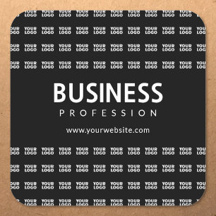Pegatina Cuadrada Su logotipo patrón en mosaico y nombre comercial e
