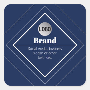 Pegatina Cuadrada Su logotipo y diseño moderno personalizable Azul