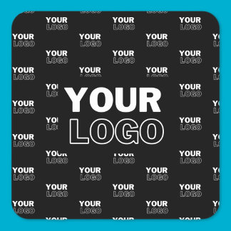 Pegatina Cuadrada Su logotipo y logotipo repetitivo en segundo plano
