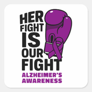 Pegatina Cuadrada Su lucha es nuestra lucha - Conciencia del Alzheim
