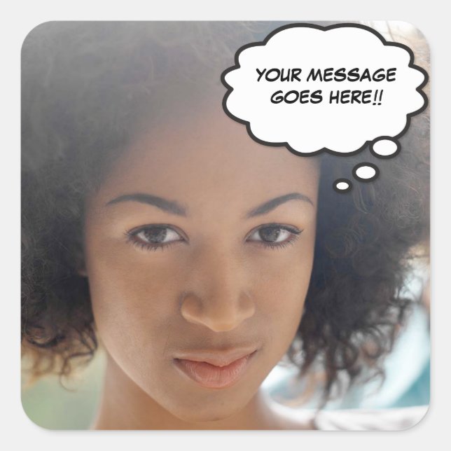 Pegatina Cuadrada Su mensaje fotográfico Diversión libro de historie (Anverso)