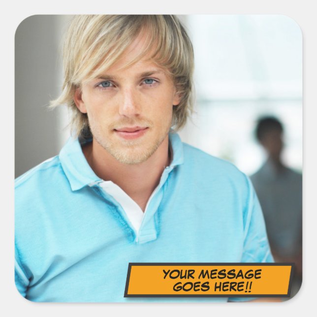 Pegatina Cuadrada Su mensaje fotográfico Diversión libro de historie (Anverso)