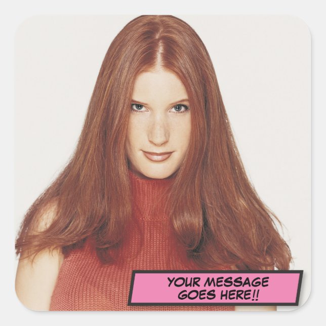 Pegatina Cuadrada Su mensaje fotográfico Diversión libro de historie (Anverso)