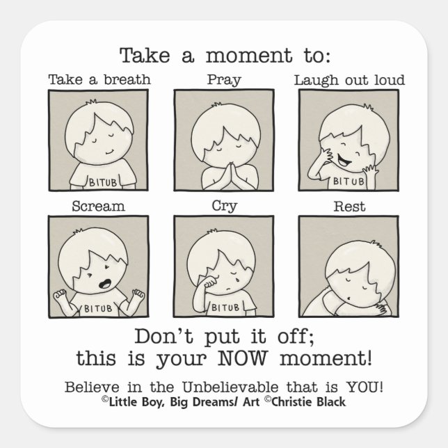 Pegatina Cuadrada Su momento AHORA (Anverso)