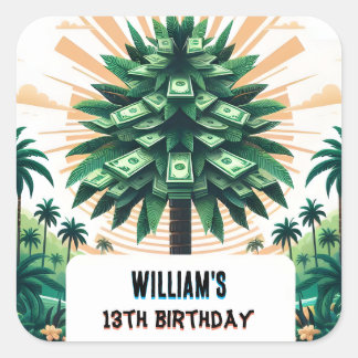 Pegatina Cuadrada Su naturaleza Guay Cash Only Money Tree 13 cumplea