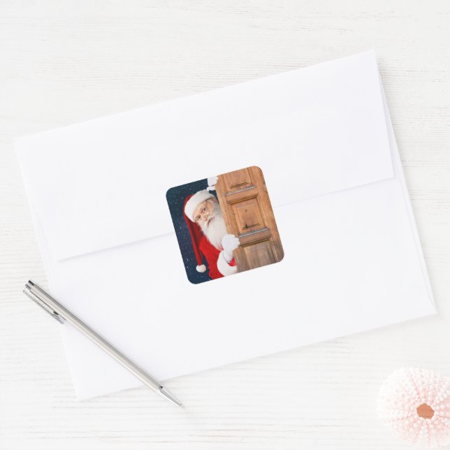 Pegatina Cuadrada Su nombre navideño de Santa Merry (Sobre)