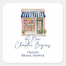Pegatina Cuadrada Su Nuevo Capítulo Comienza Libro temático Ducha de
