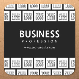 Pegatina Cuadrada Su patrón de logotipo en mosaico y nombre comercia