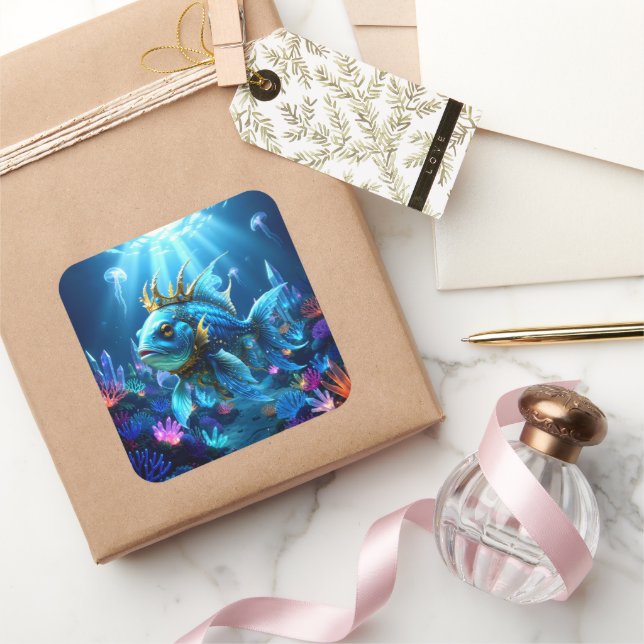 Pegatina Cuadrada Su Real Pez  (Regalar)