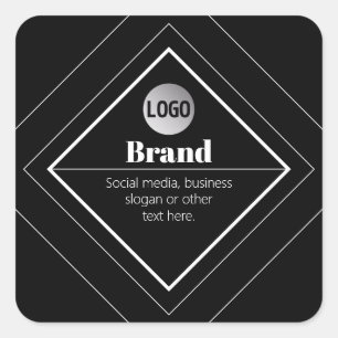 Pegatina Cuadrada Sube tu logotipo y diseño de texto personalizable