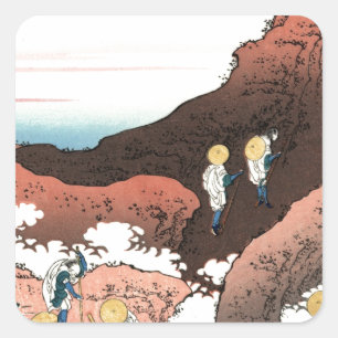 Pegatina Cuadrada Subiendo_al_Monte_Fuji.jpg