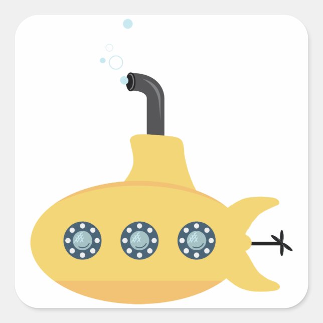 Pegatina Cuadrada Submarino amarillo (Anverso)