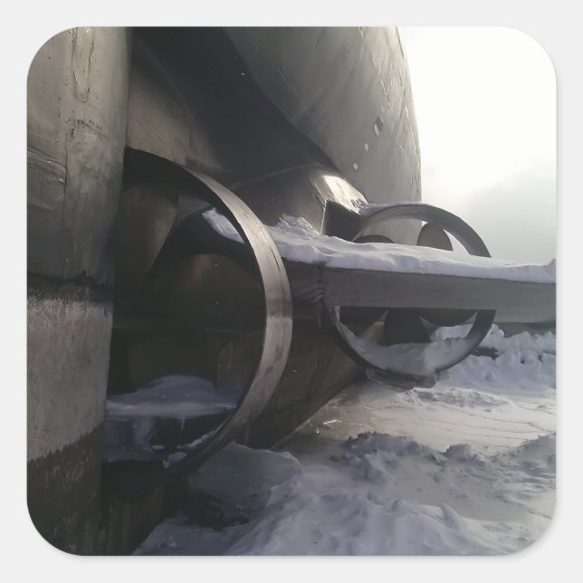 Pegatina Cuadrada Submarino antiguo (Anverso)