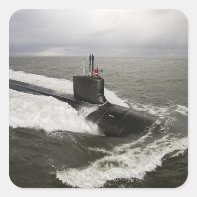 Pegatina Cuadrada Submarino de ataque de clase Virginia (Anverso)