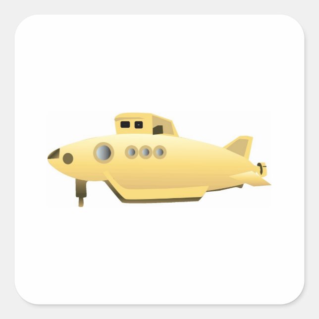 Pegatina Cuadrada Submarino gradiente amarillo (Anverso)