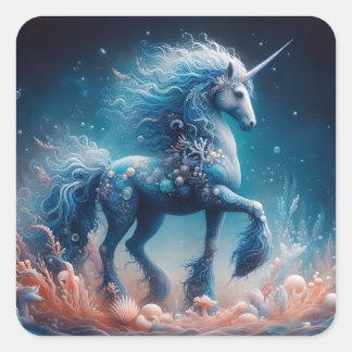Pegatina Cuadrada Submarino Kelpie Mer Unicorn