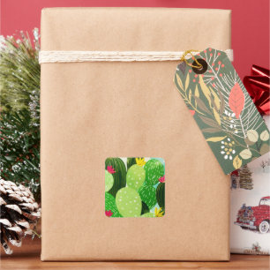 Pegatina Cuadrada Suculento Purpurina de Verdor Rústico