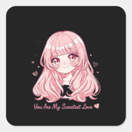 Pegatina Cuadrada Sudadera Anime Valentín Lindo