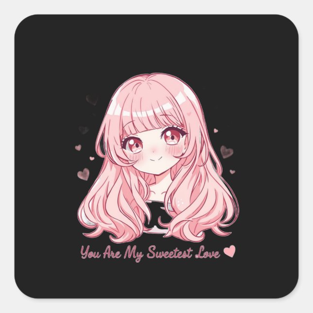 Pegatina Cuadrada Sudadera Anime Valentín Lindo (Anverso)