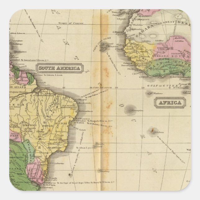 Pegatina Cuadrada Sudamérica, África (Anverso)