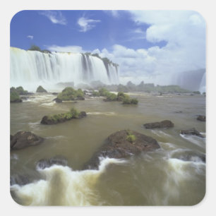 Pegatina Cuadrada Sudamérica, Brasil, Cataratas del Iguaçu. Imponent