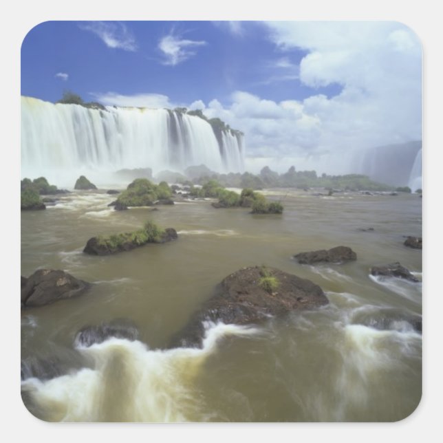 Pegatina Cuadrada Sudamérica, Brasil, Cataratas del Iguaçu. Imponent (Anverso)