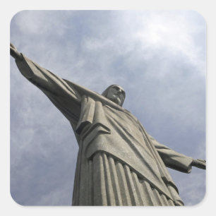 Pegatina Cuadrada Sudamérica, Brasil, Río de Janeiro. Cristo 3