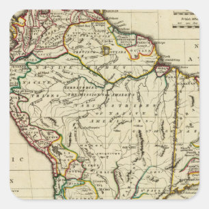 Pegatina Cuadrada Sudamérica con fronteras delineadas