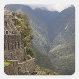 Pegatina Cuadrada Sudamérica, Perú, Machu Picchu. Ruinas de piedra