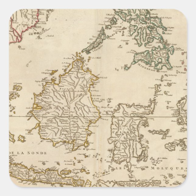 Pegatina Cuadrada Sudeste asiático 3 (Anverso)