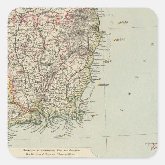 Pegatina Cuadrada Sudeste de Irlanda (Anverso)