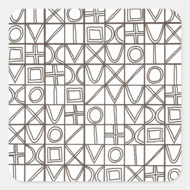 Pegatina Cuadrada Sudoku Two-Black And White Abstract Art (Anverso)