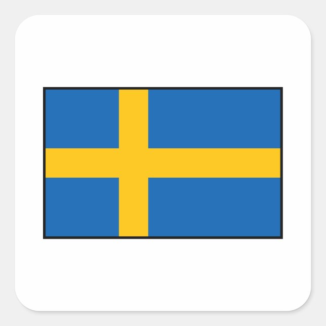 Pegatina Cuadrada Suecia - Bandera sueca (Anverso)