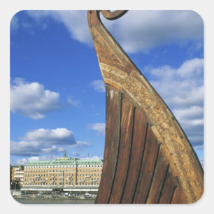 Pegatina Cuadrada Suecia, Estocolmo, puerto, de Gamla Stan,